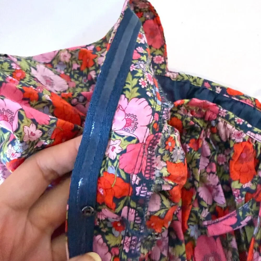 J.CREW Cinched Waist Cotton Floral Babydoll Mini Dress in Liberty Meadow Size 12